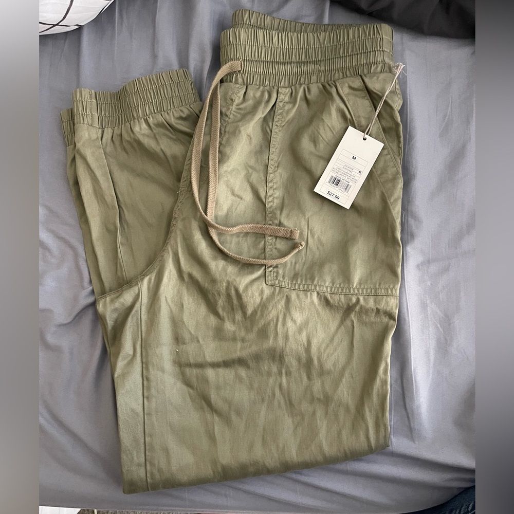 A New Day Cotton Blend M Olive Green Cargo Pants Joggers
